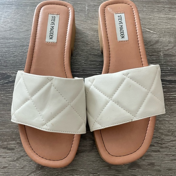 Steve Madden Women's Cream Slide Sandals - Picture 2 of 3